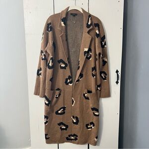 J.Crew Ella Open-Front Leopard Long Sweater Blazer Coat Small